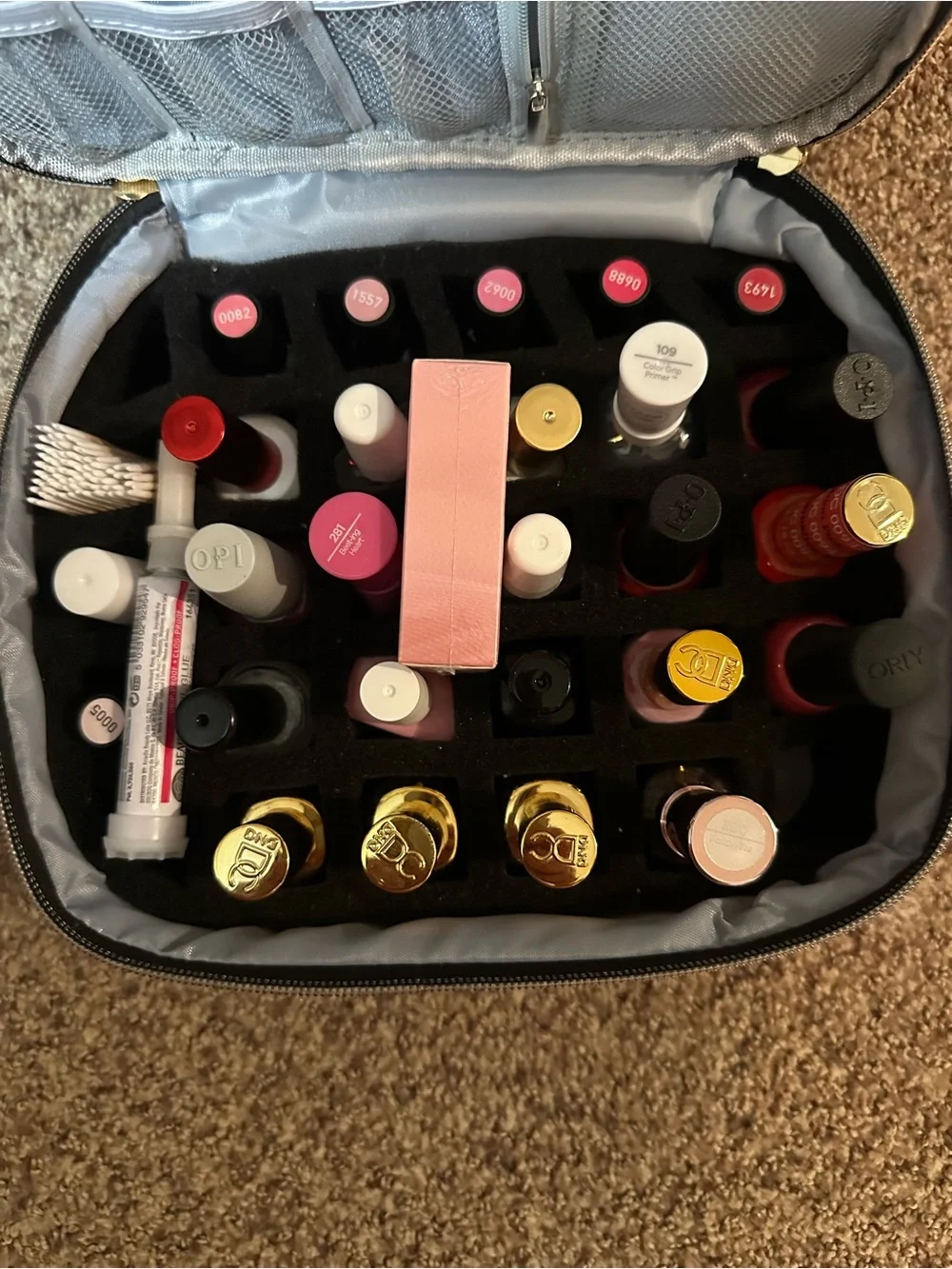 Pink Double-Layer Cosmetic Organizer Bag